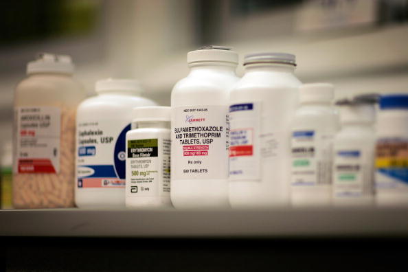A shelf of antibiotics